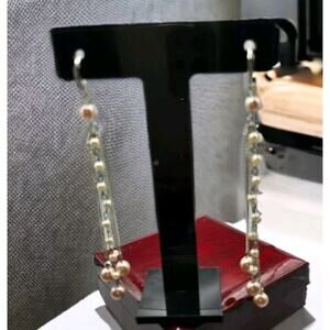 Pierced Artisan Simulated Pearls Earrings Shoulders Dusters Dangle Movement